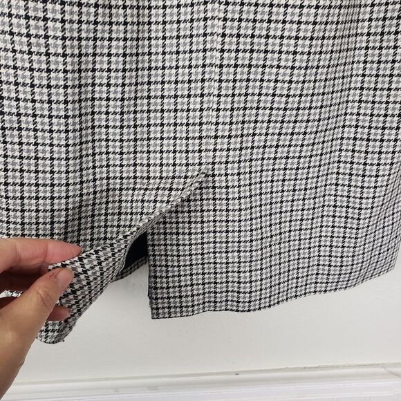 Vintage Women's Grey Black Houndstooth Linen Blend Midi Skirt Size Small - Picture 10 of 10